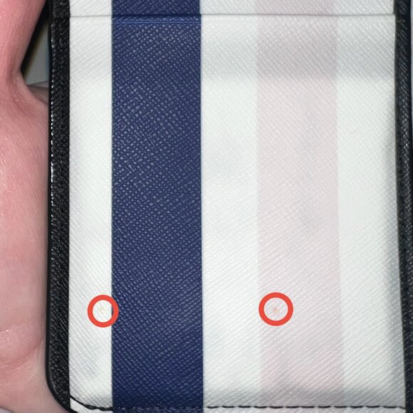 Kate Spade Laurel Way Bitsy Card Holder Zip Top with Keyring Blue Pink Stripe - Picture 10 of 10